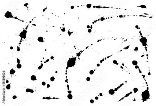 Droped blots and dots background. Ink drops for decoration. Isolated vector on white background