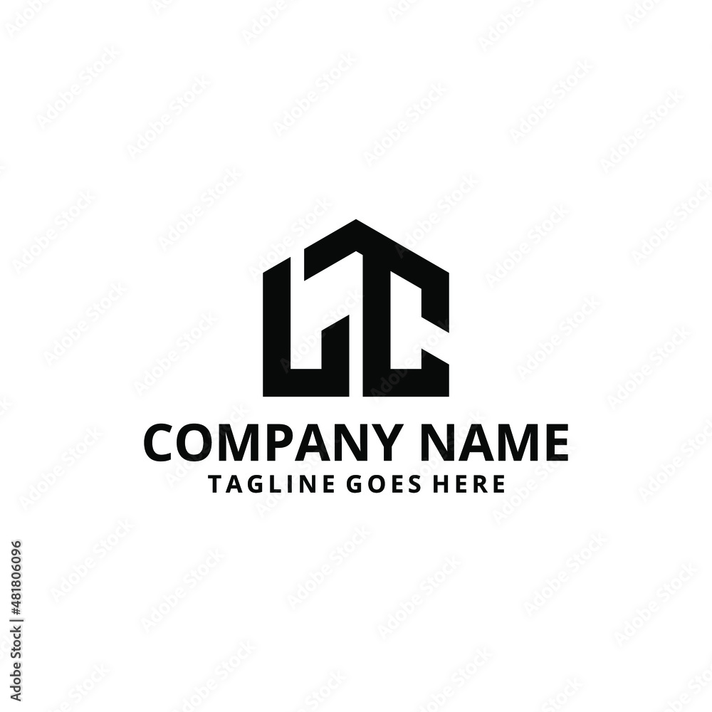 Illustration of AC initials graphic design with house. vector logo design