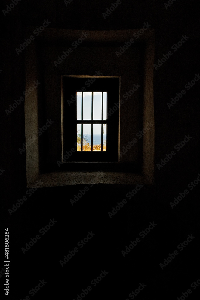 Obraz premium View from the old world war 2 bunker window in Croatia in Adriatic sea.