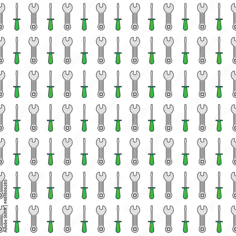 Seamless wrench and screwdriver pattern background Seamless wrench and screwdriver pattern background