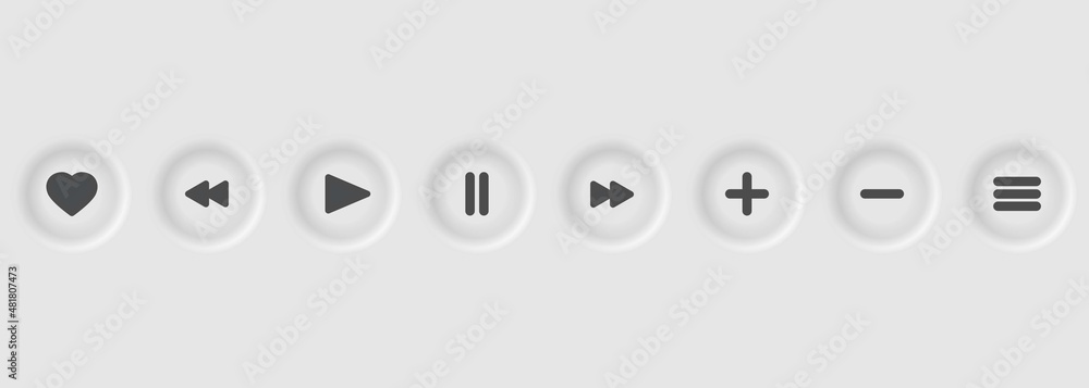 Play, pause, stop, record, forward, rewind, previous, next buttons icon ...