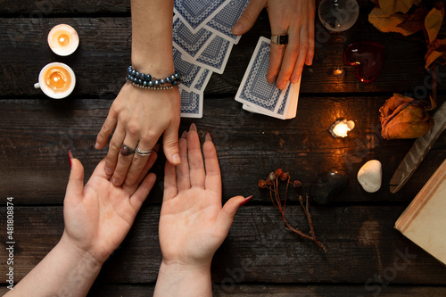 Schilderij op canvas tarot fortune teller, magic and the occult, occult sciences, divination and pred