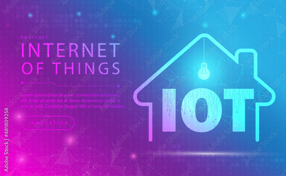 IoT Internet of things abstract background concept, Digital technology banner pink blue background binary code, abstract tech big data cloud center, Smart home, Smart city network, illustration vector IoT Internet of things abstract background concept, Digital technology banner pink blue background binary code, abstract tech big data cloud center, Smart home, Smart city network, illustration vector
