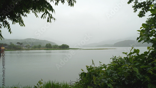 The foggy Dumulmeori Park. The stillness of the water in the mountain river.The pride of Korea.