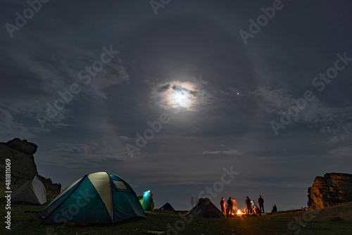 Lunar halo over a tourist camp photo