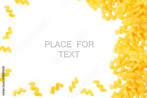 Creative layout of pasta on a bright background. copy space