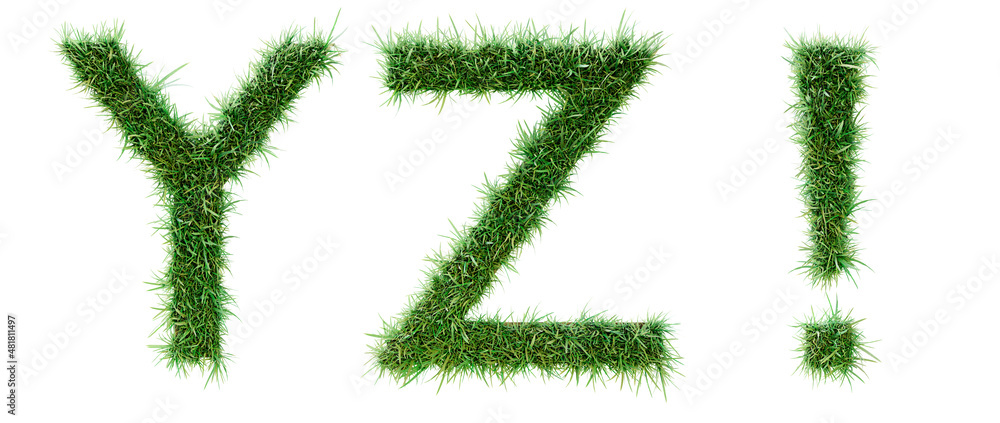 3d Rendering of grass alphabet YZ isolated on white background 3d Rendering of grass alphabet YZ isolated on white background