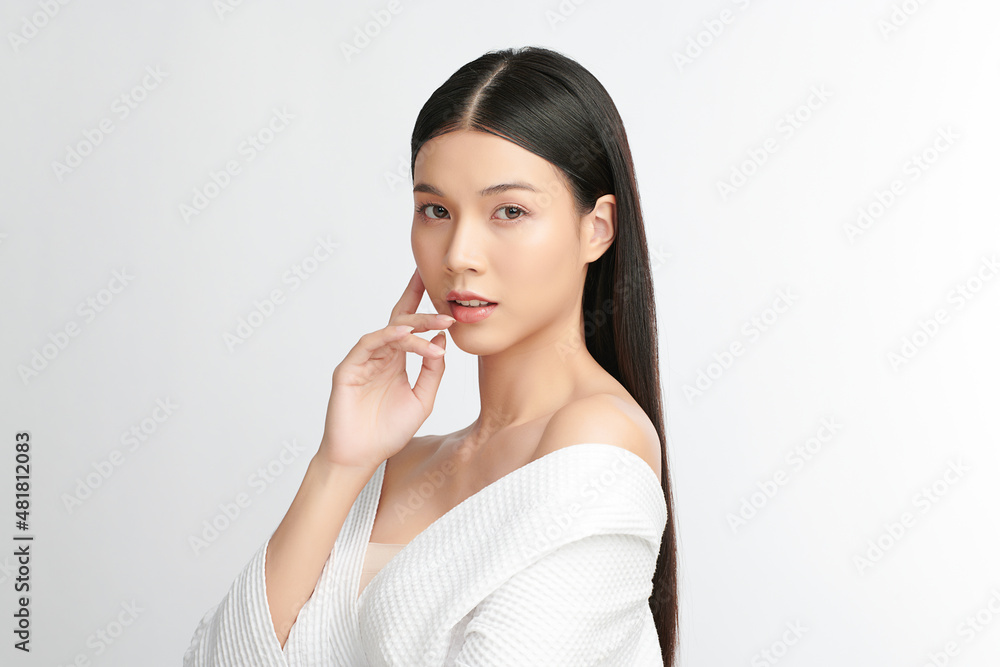 Beautiful young asian woman with clean fresh skin on white background, Face care, Facial treatment, Cosmetology, beauty and spa, Asian women portrait. Beautiful young asian woman with clean fresh skin on white background, Face care, Facial treatment, Cosmetology, beauty and spa, Asian women portrait.