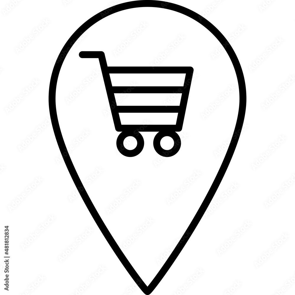 Shopping Cart Location Outline Icon Vector Shopping Cart Location Outline Icon Vector
