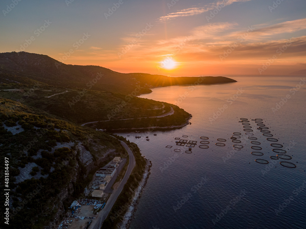 Attractive summer sunset on kassiopi  Splendid evening seascape of Ionian Sea. Corfu island, Greece, Europe.
