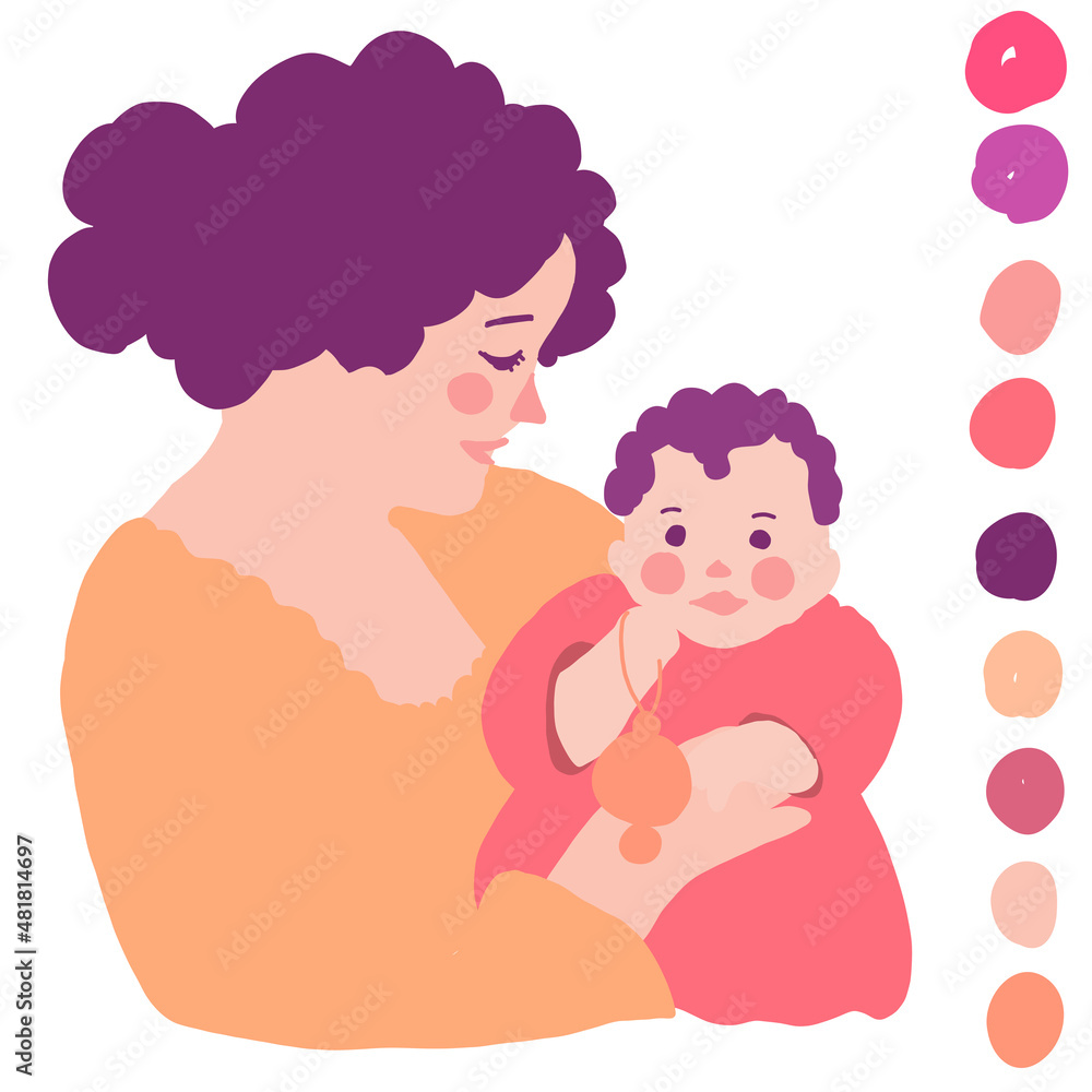 Mom's love. Mother and child. Isolated figure on white background. Vector illustration Mom's love. Mother and child. Isolated figure on white background. Vector illustration