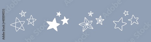 White doodle stars. Hand drawn vector star shapes