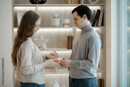 couple  holding a  gift box