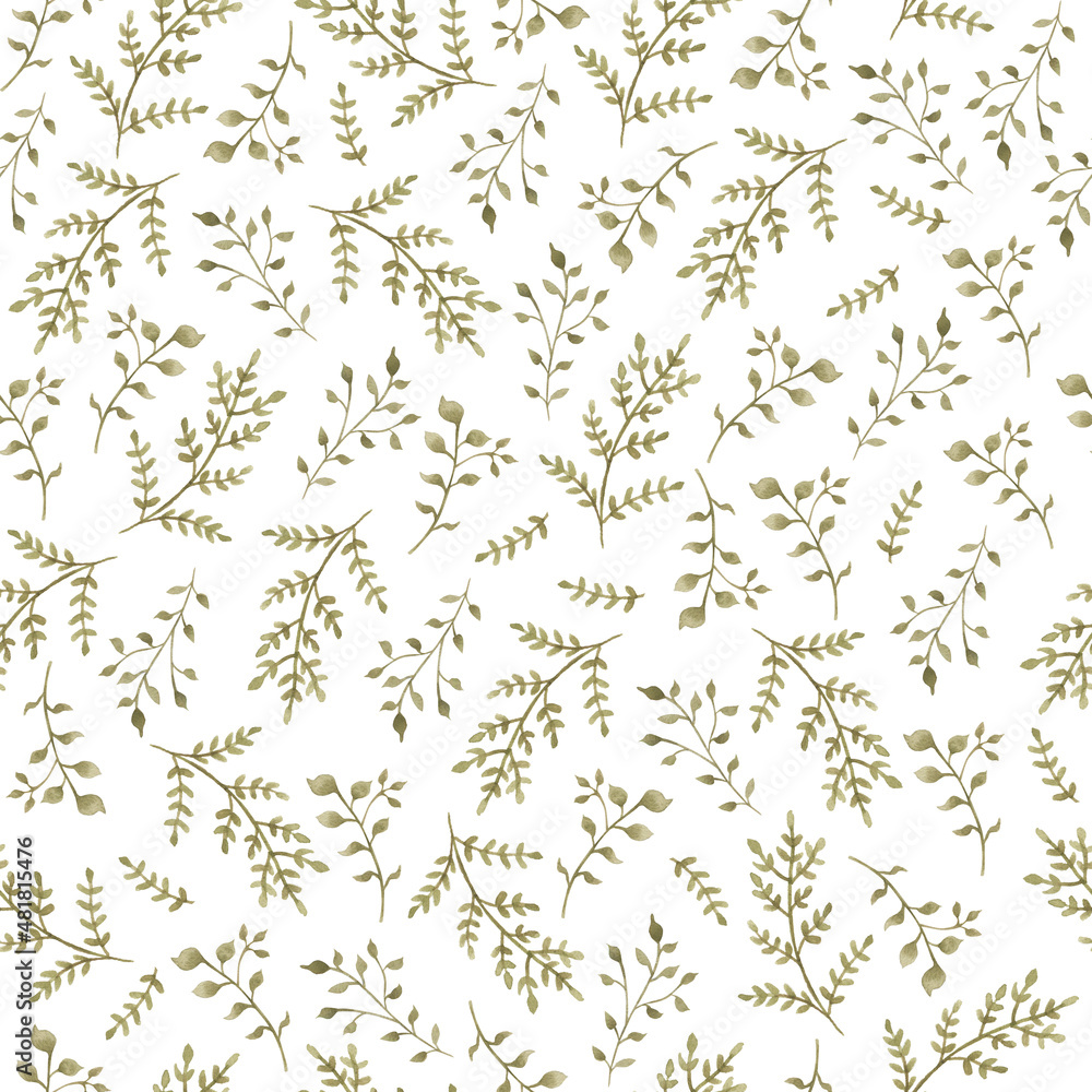 Neutral foliage seamless pattern baby illustration