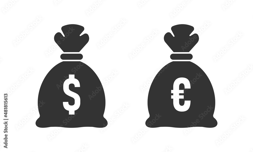 Money bag icon in flat style. Moneybag vector illustration on isolated background. Coin sack sign business concept. Money bag icon in flat style. Moneybag vector illustration on isolated background. Coin sack sign business concept.