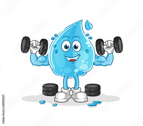 water drop weight training illustration. character vector