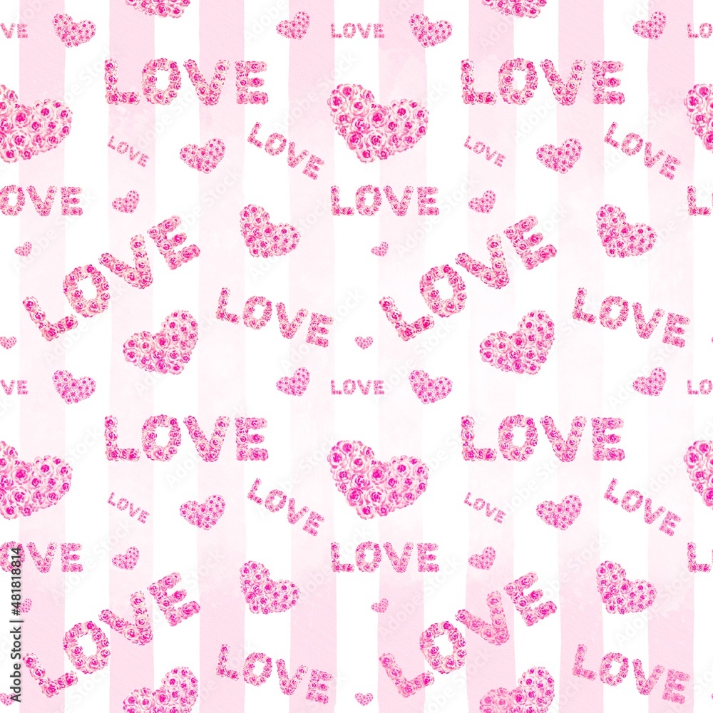 Watercolor Valentine's day seamless pattern with hearts Watercolor Valentine's day seamless pattern with hearts