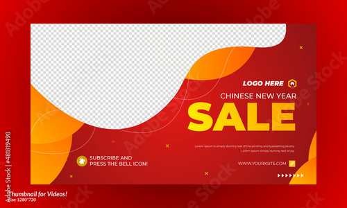 Editable thumbnail banner for Chinese new year sale and promotion