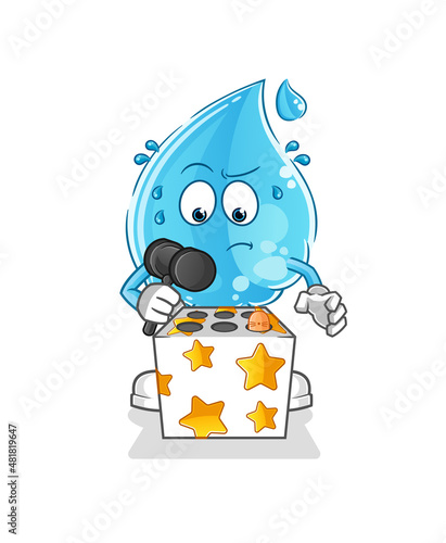 water drop play whack a mole mascot. cartoon vector