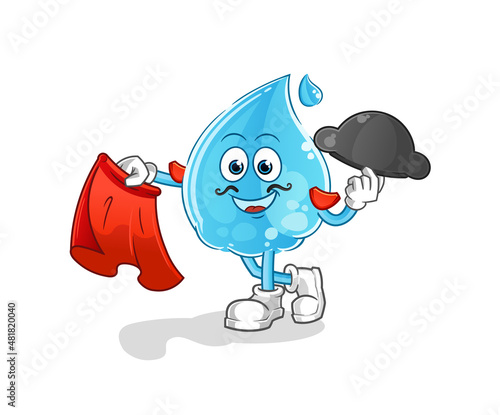 water drop matador with red cloth illustration. character vector
