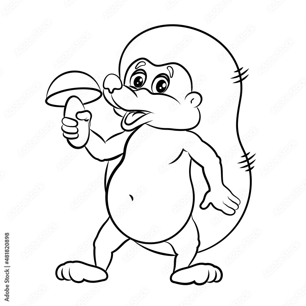 Fototapeta premium In the world of animals, hedgehog. Black and white image, coloring.