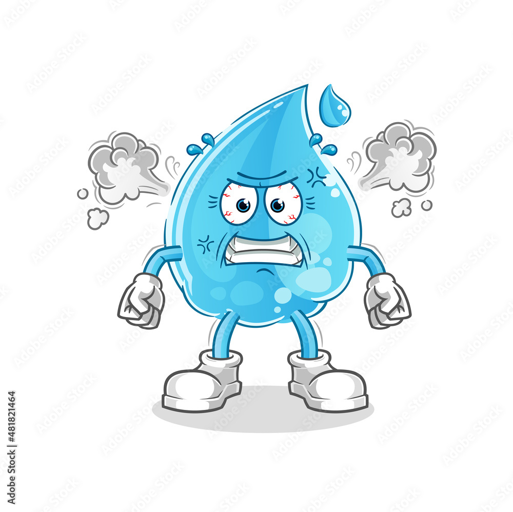 water drop very angry mascot. cartoon vector water drop very angry mascot. cartoon vector