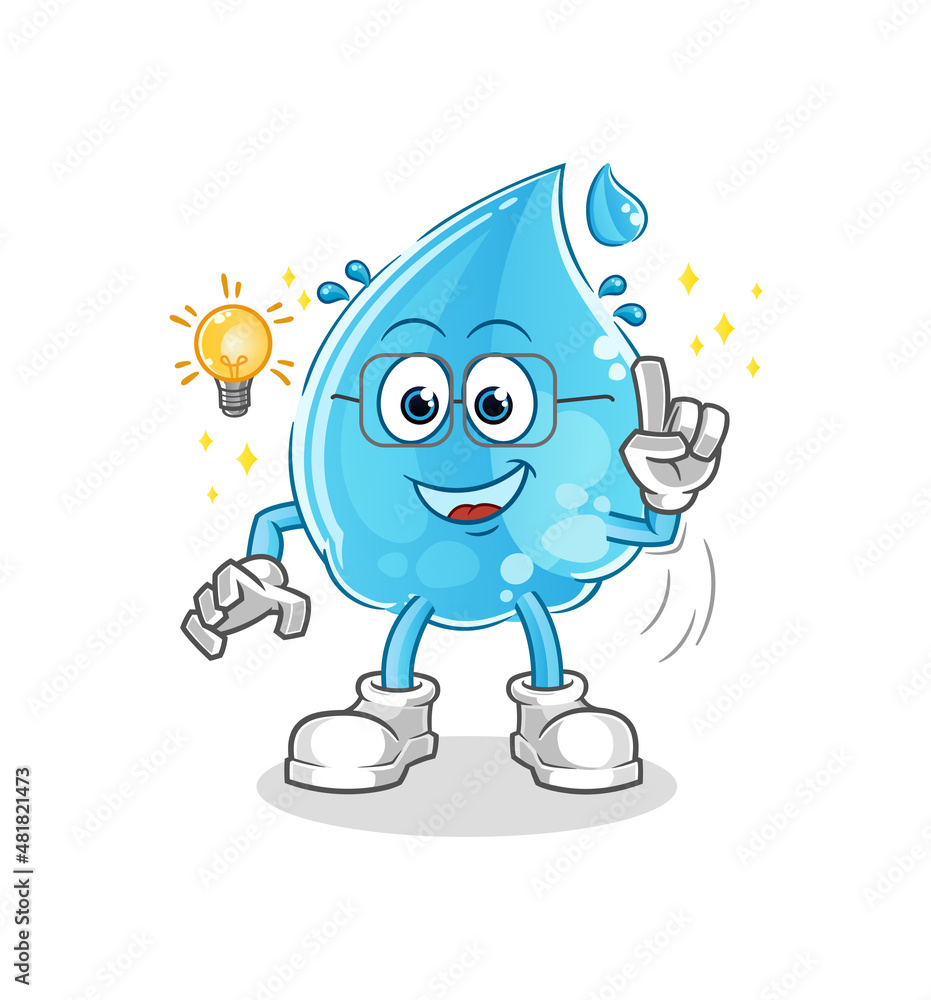water drop got an idea cartoon. mascot vector water drop got an idea cartoon. mascot vector