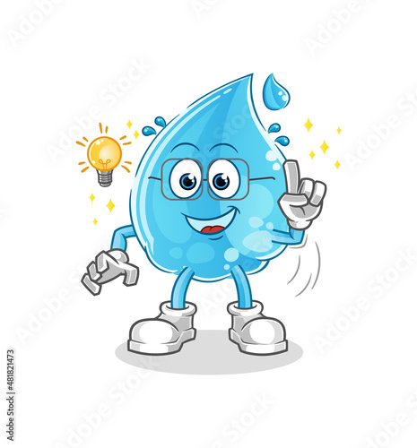 water drop got an idea cartoon. mascot vector