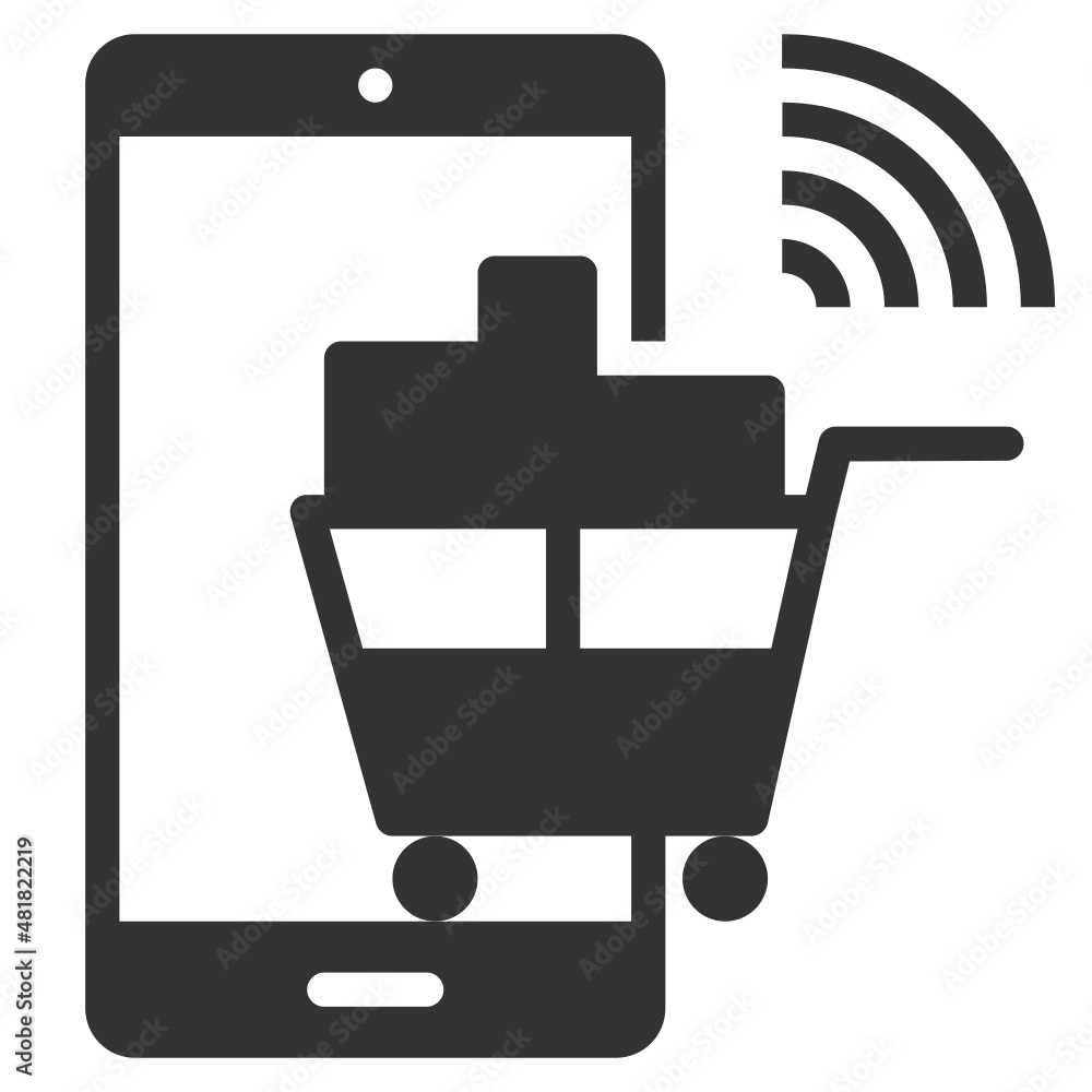 Vector online shopping solid icon, Network and technology 64x64 Pixel, white background Vector online shopping solid icon, Network and technology 64x64 Pixel, white background