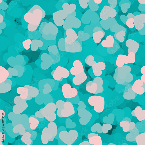 Teal and pink hearts seamless pattern