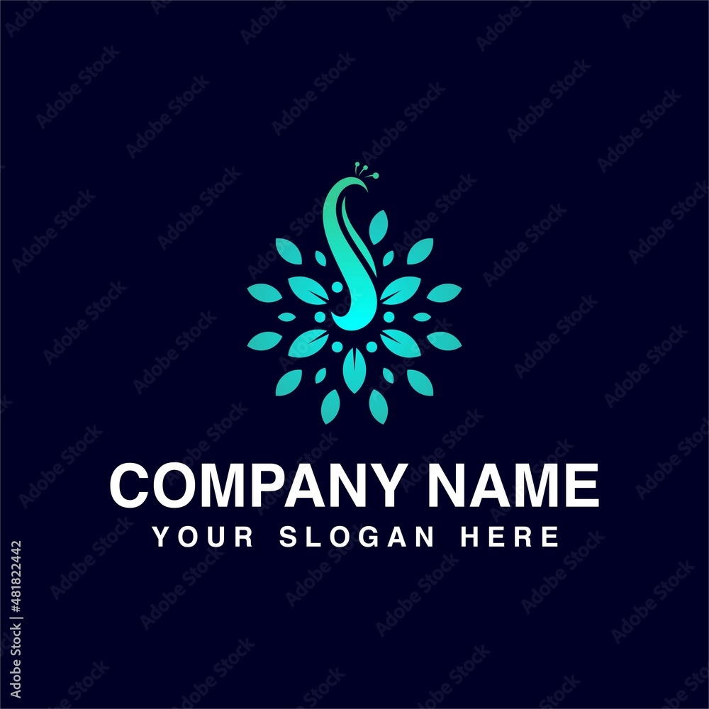 Fototapeta premium leaf tail peacock logo