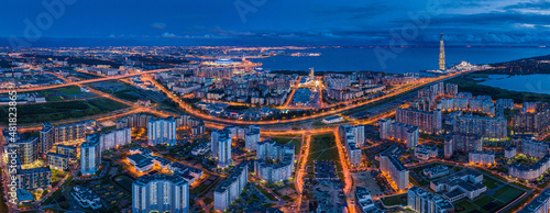 panorama of evening St. Petersburg from a height	

