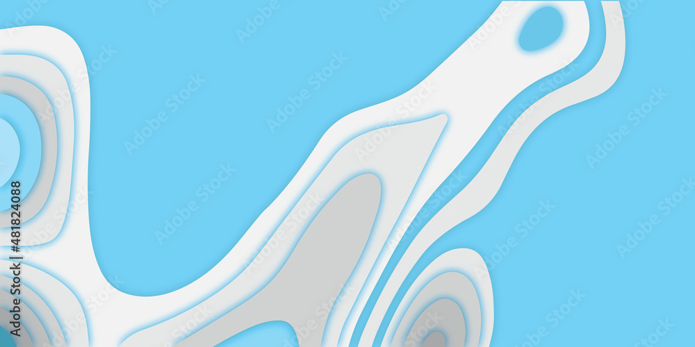 abstract blue background with white waves paper cut background
