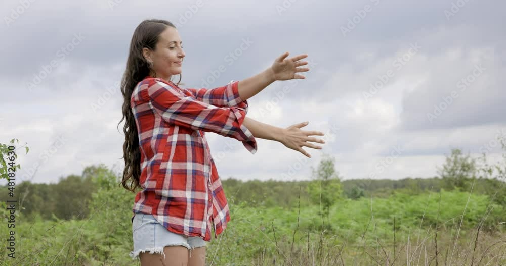 Young woman doing mindfulness parctice in nature Young woman doing mindfulness parctice in nature