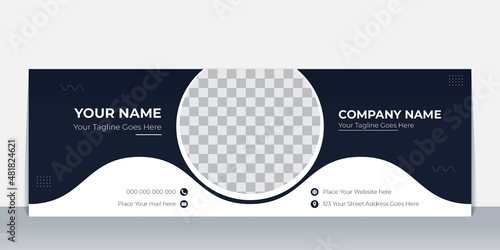 Email Signature design template or email footer and personal social media cover template design with creative layout and modern concept