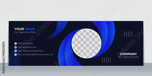 Email Signature design template or email footer and personal social media cover template design with creative layout and modern concept