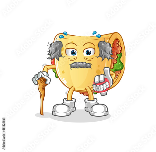 taco white haired old man. character vector