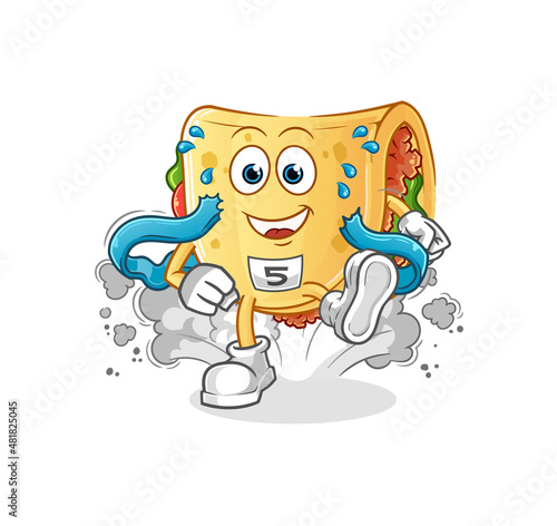 taco runner character. cartoon mascot vector