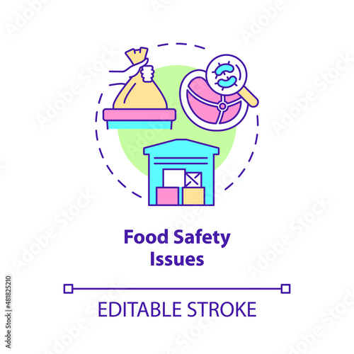 Food safety issues concept icon. Climate change and health abstract idea thin line illustration. Isolated outline drawing. Editable stroke. Roboto-Medium, Myriad Pro-Bold fonts used