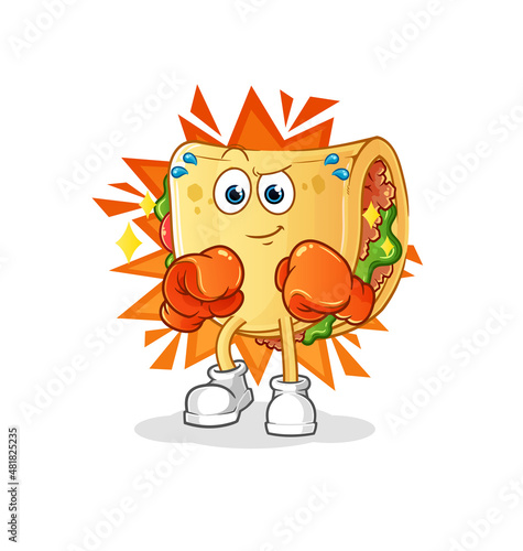 taco boxer character. cartoon mascot vector