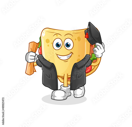 taco graduation vector. cartoon character