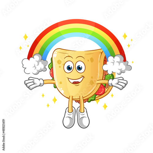 taco with a rainbow. cartoon vector