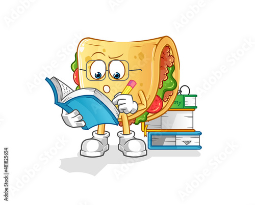 taco studying mascot. cartoon vector