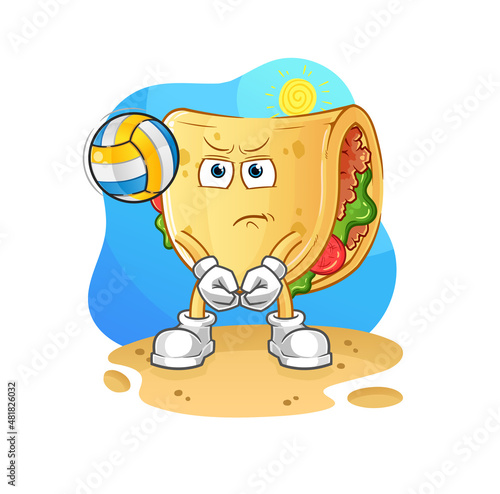 taco play volleyball mascot. cartoon vector