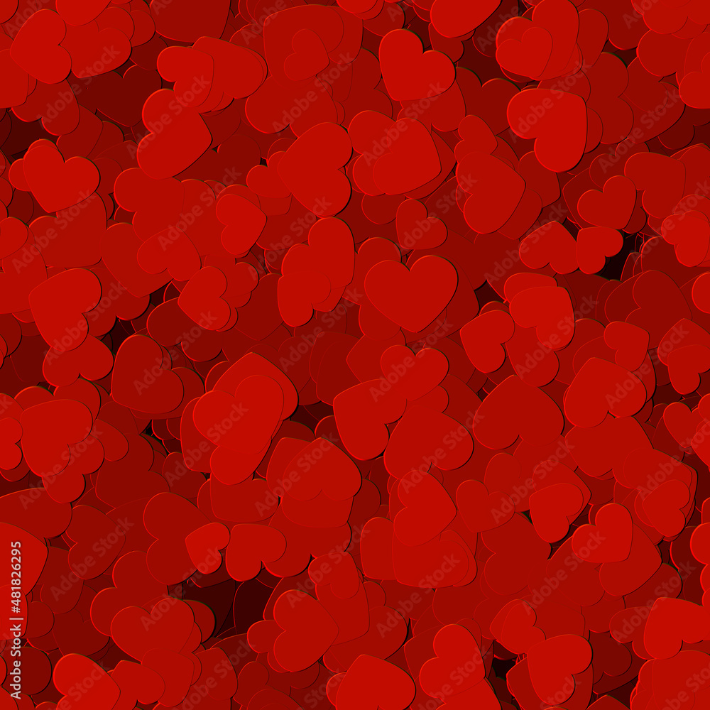 Rich red hearts seamless pattern