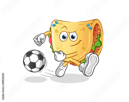 taco kicking the ball cartoon. cartoon mascot vector