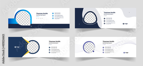 Modern creative corporate business email signature template or elegant flat email footer and personal social media cover