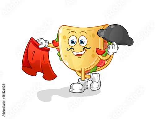 taco matador with red cloth illustration. character vector