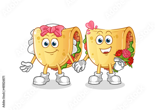 taco wedding cartoon. cartoon mascot vector