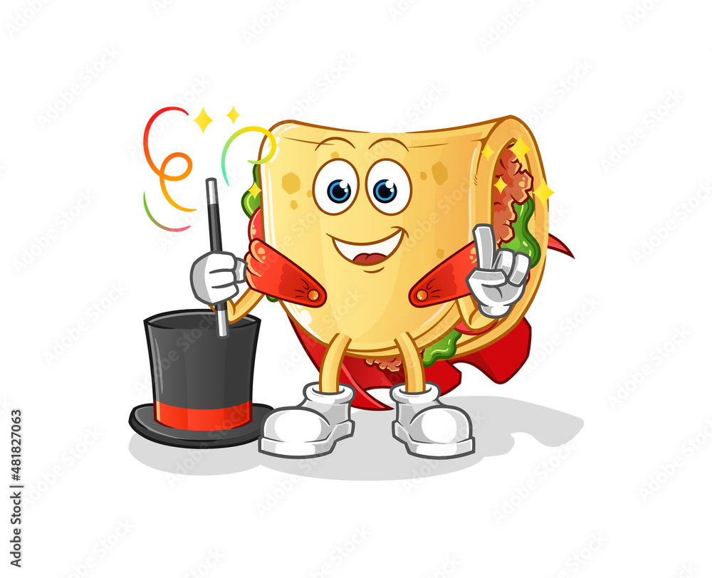 taco magician illustration. character vector taco magician illustration. character vector